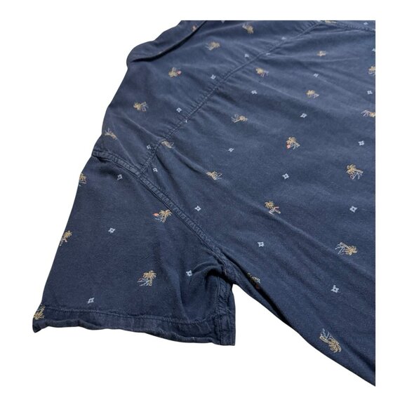 O’Neill Men’s XL Blue Palm Tree Print Button Up Shirt Modern Fit Surf Beach - Picture 4 of 8